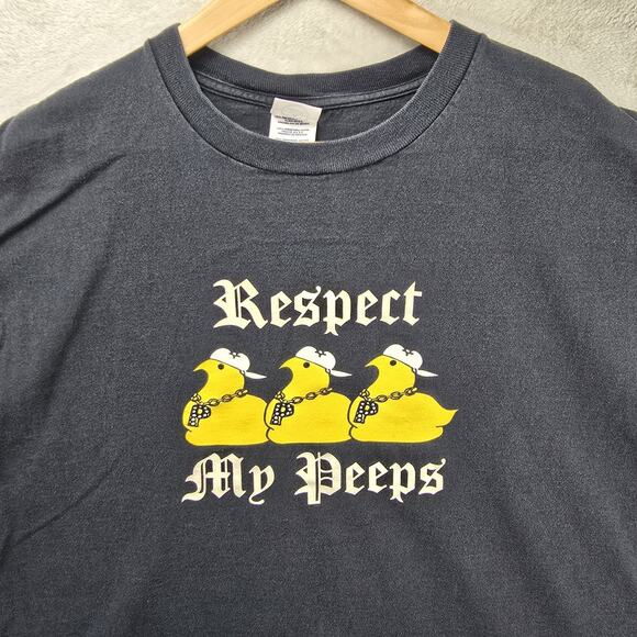 Vintage Respect My Peeps Shirt Mens XXL Rubber Duck Grunge Funny Hip Hop Y2K - Picture 3 of 7